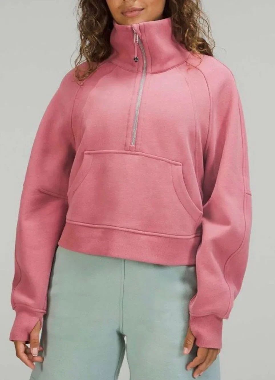 Lululemon Scuba Funnel Neck Half Zip Rose Pink SWEATSHIRT sz M L
